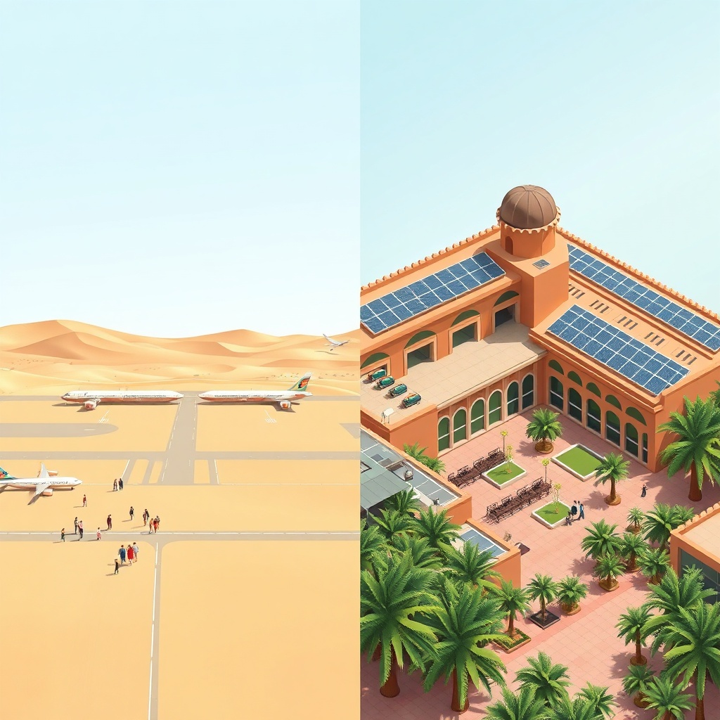 Fez Airport vs Marrakech Menara side‑by‑side comparison showing terminal size, runway length, and sustainability features