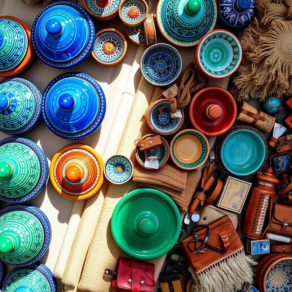 Discover the best souvenir shops at Fez Airport featuring a colorful display of authentic Moroccan handicrafts like hand-painted ceramics and leather goods.
