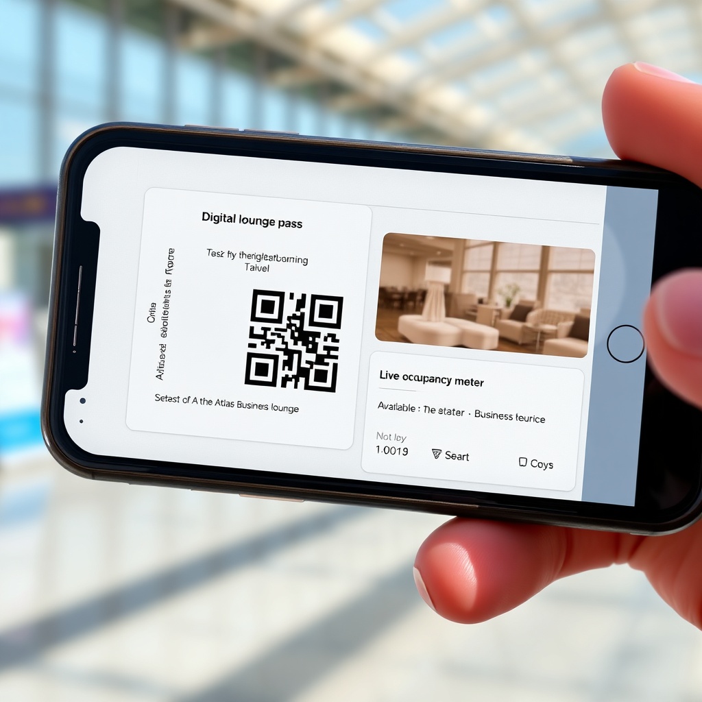Fez Airport app showing digital lounge pass and real-time lounge occupancy information for travelers accessing premium lounges.