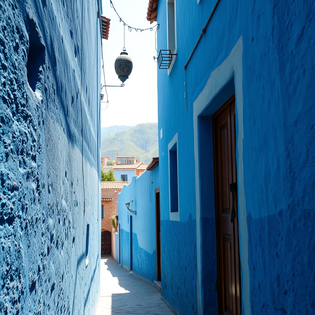 Iconic blue-washed streets and narrow medina alleyways in Chefchaouen, the stunning final destination reached via the scenic route from Fez airport to Chefchaouen
