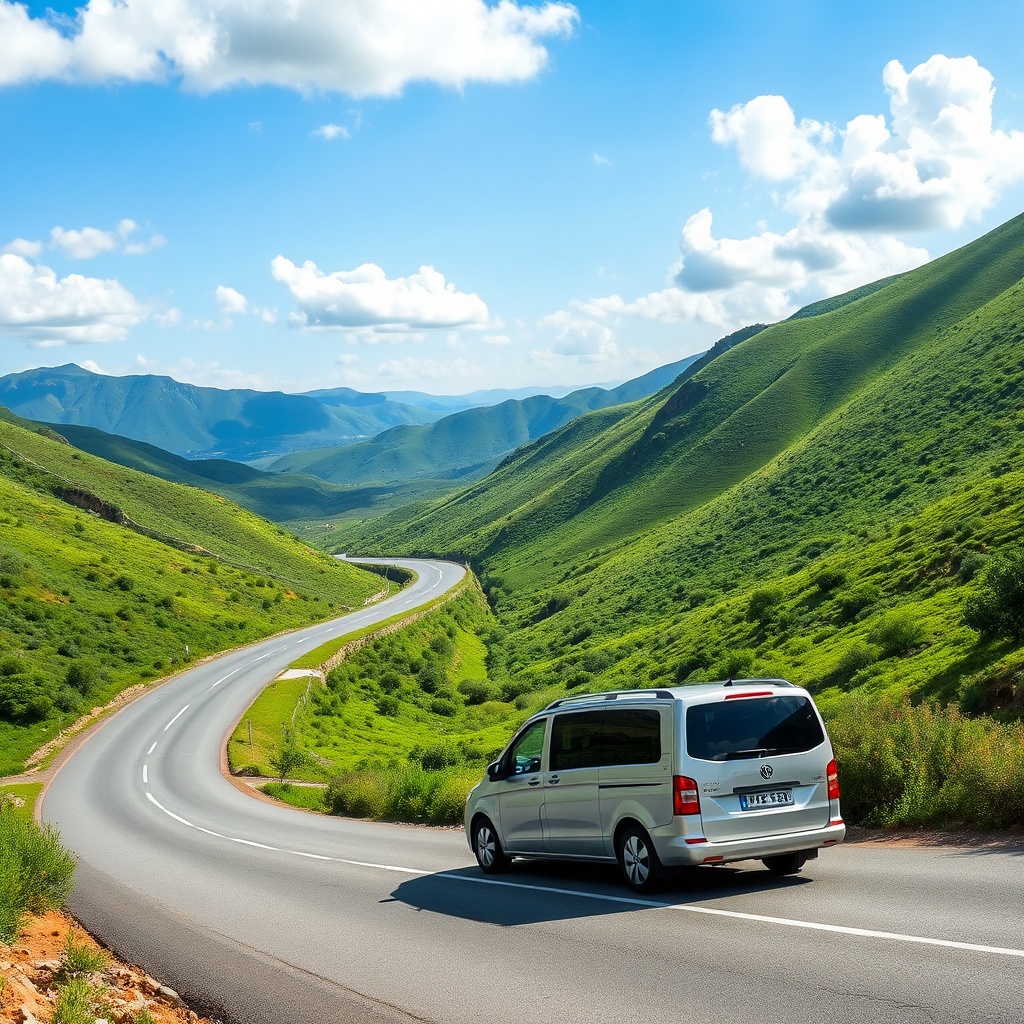 Scenic road through Rif Mountains showcasing the picturesque journey involved in Fez airport to Chefchaouen transport by private transfer or rental car.