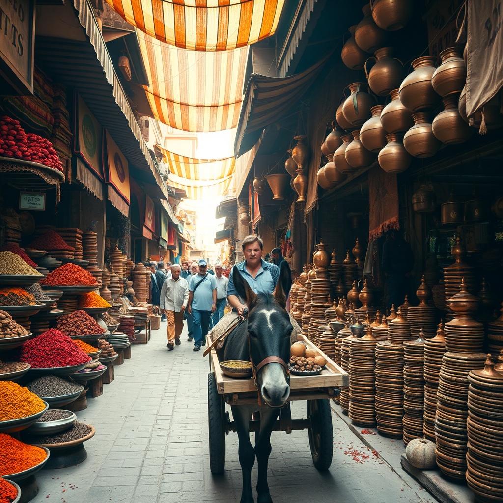 First-time traveler exploring a traditional Fez medina souk, observing artisan workshops and spice markets in the authentic medieval labyrinth of Morocco