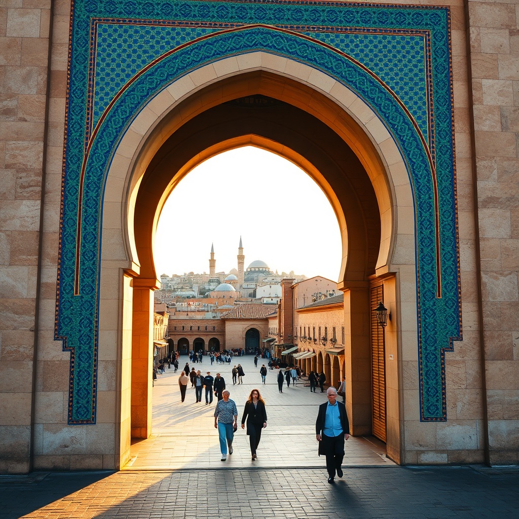 Majestic Bab Boujloud gate with blue zellige tiles welcomes visitors starting a Fez one day itinerary to explore the winding souks and cultural treasures of Morocco's ancient medina.